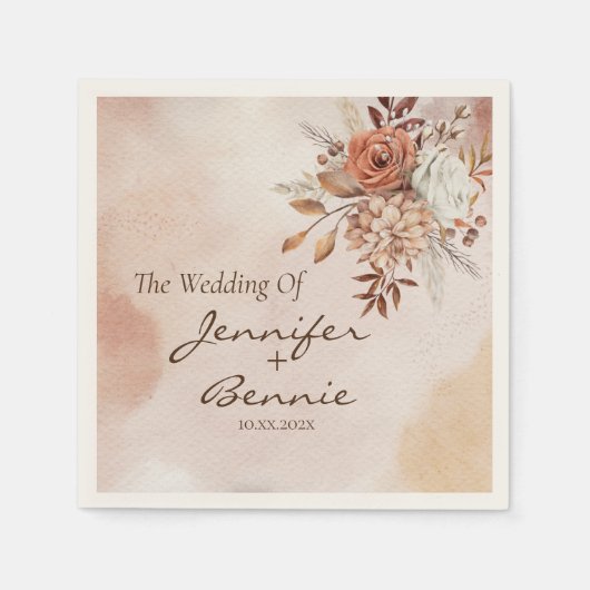 Terracotta-Blume Bohemisch Rustikale Flora Boho Serviette (Vorderseite)