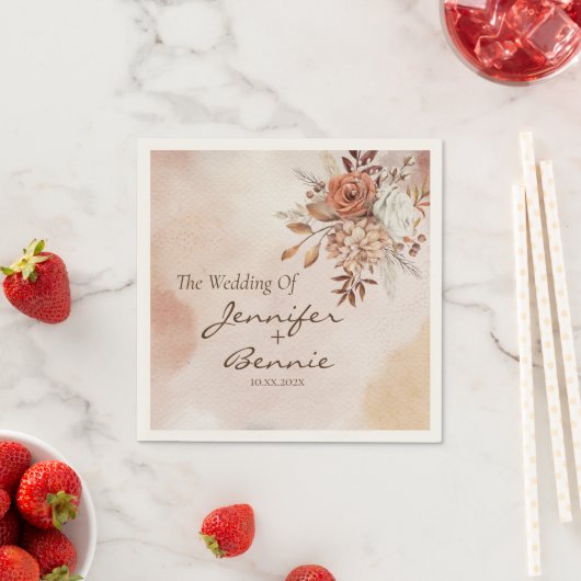 Terracotta-Blume Bohemisch Rustikale Flora Boho Serviette (Beispiel)