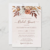 Terracotta Blume Boho Fall Earthy Brautparty Einladung (Vorderseite)