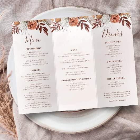 Terracotta Blume Boho Hochzeit im Herbst Trifold M