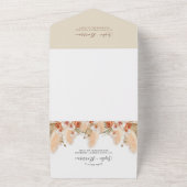 Terracotta Blume Boho Pampas Grass Wedding All In One Einladung (Außenbereich)