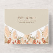 Terracotta Blume Boho Pampas Grass Wedding All In One Einladung (Rückseite)