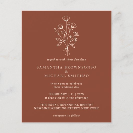 Terracotta Blume Bouquet Boho Budget Botanicals Flyer (Vorne)