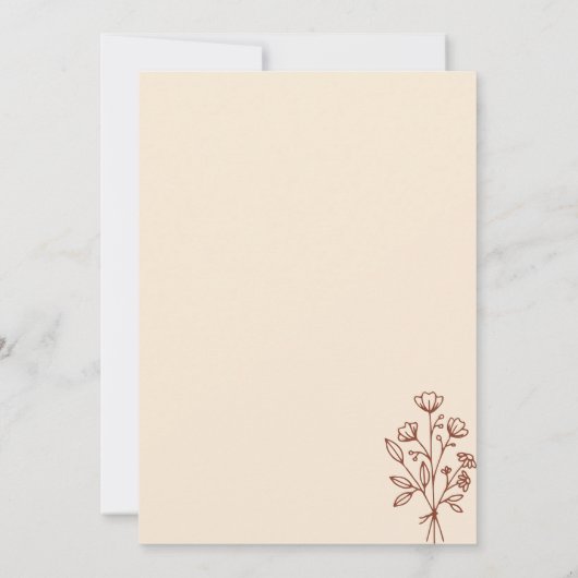 Terracotta Blume Bouquet Boho Einladung (Rückseite)