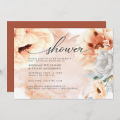 Terracotta Blume Brautparty Einladung (Vorne/Hinten)