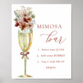 Terracotta Blume & Champagne Mimosa Bar Dusche Poster (Vorne)