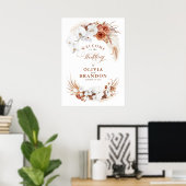 Terracotta Blume Elegante Hochzeit - Willkommen Poster (Heimbüro)