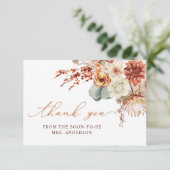 Terracotta Blume Fall Brautparty Danke Karte (Stehend Vorderseite)