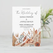 Terracotta-Blume Hochzeit Einladung (Stehend Vorderseite)