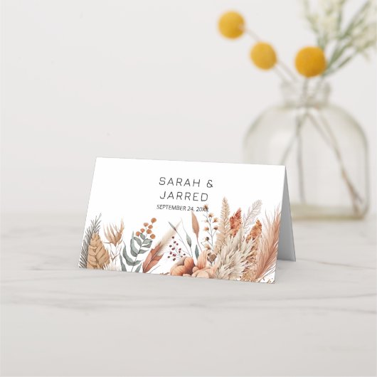 Terracotta-Blume Hochzeit Platzkarte (Rückseite)