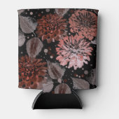 Terracotta-Blume mit grauen Blätter auf schwarz Dosenkühler (Vorderseite)