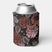 Terracotta-Blume mit grauen Blätter auf schwarz Dosenkühler (Kanne Rückseite)