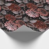 Terracotta-Blume mit grauen Blätter auf schwarz Geschenkpapier (Ecke)