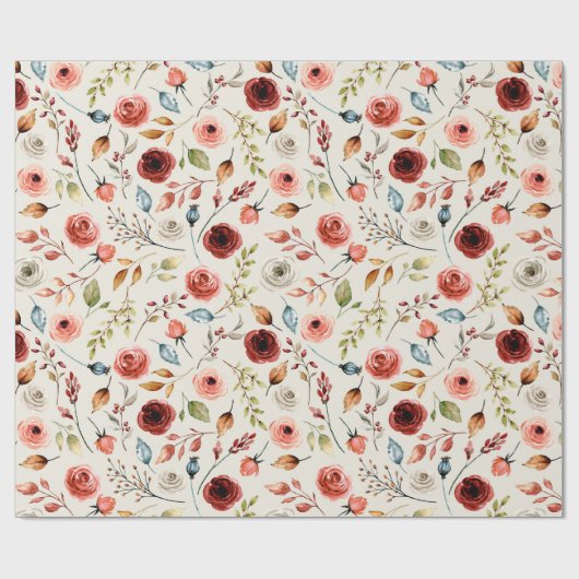 Terracotta Blume Muster Geschenkpapier (Flach)