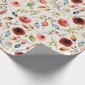 Terracotta Blume Muster Geschenkpapier (Ecke)