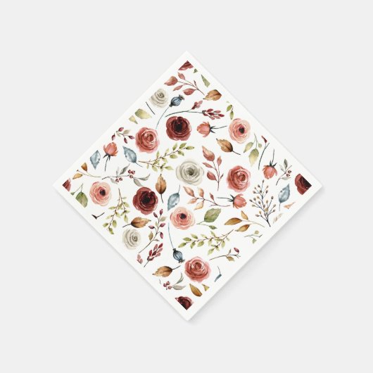 Terracotta Blume Muster Serviette (Ecke)