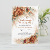 Terracotta Blume Pampa Bachelorette Einladung (Stehend Vorderseite)