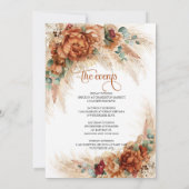 Terracotta Blume Pampa Bachelorette Einladung (Rückseite)