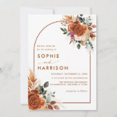 Terracotta-Blume Pampas Gras in einer Hochzeit Einladung (Vorderseite)