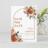 Terracotta-Blume Pampas Gras Rost Rettete The Day Einladung (Stehend Vorderseite)