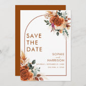 Terracotta-Blume Pampas Gras Rost Rettete The Day Einladung (Vorne/Hinten)