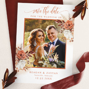 Terracotta Blume Pampas Grass Save the Date Karte