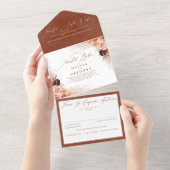 Terracotta Blume Pampas Grass Spanische Hochzeit All In One Einladung (Abreißen)