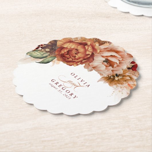 Terracotta Blume Pampas Grass Untersetzer (angewinkelt)