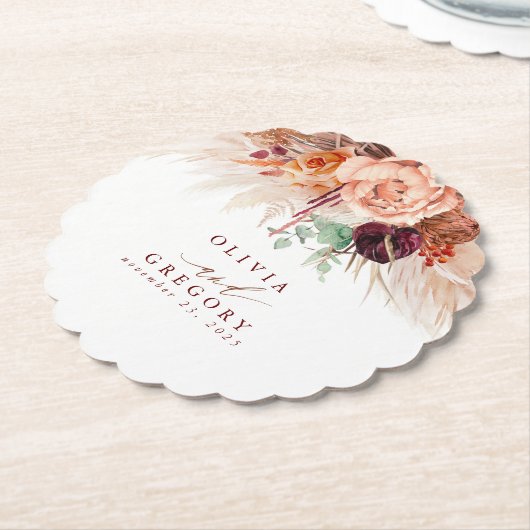 Terracotta-Blume Pampas Grass Untersetzer (angewinkelt)