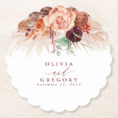 Terracotta-Blume Pampas Grass Untersetzer (Vorderseite)