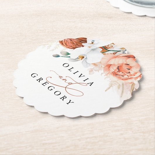 Terracotta-Blume Pampas Grass Untersetzer (angewinkelt)