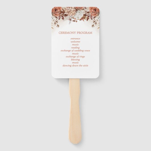 Terracotta Blume Pampas Wedding Programm Fächer (Rückseite)