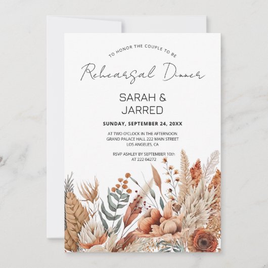 Terracotta Blume Probe Einladung (Vorderseite)