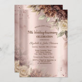 Terracotta Blume Rose Hochzeit Gold Einladung (Vorne/Hinten)