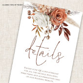 Terracotta-Blume Script QR Code Hochzeitsdetails Begleitkarte