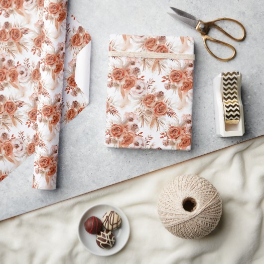 Terracotta-Blume und Boho-Rose Geschenkpapier (Kunsthandwerk)
