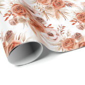 Terracotta-Blume und Boho-Rose Geschenkpapier (Rolleneckpunkt)