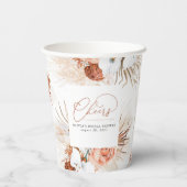 Terracotta-Blume Weiße Orchideen und Pampas Gras Pappbecher (Rückseite)