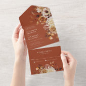 Terracotta-Blumenhochzeit in einer Einladung (Abreißen)