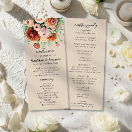 Terracotta Blush & Cream Florals Hochzeitsprogramm
