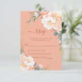 Terracotta Blush Creme Peach Gold Floral Wedding RSVP Karte (Stehend Vorderseite)