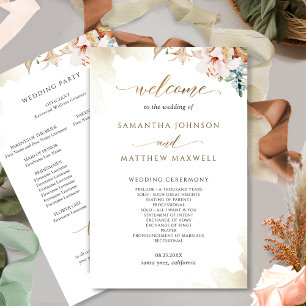 Terracotta Blush Floral Wedding Program