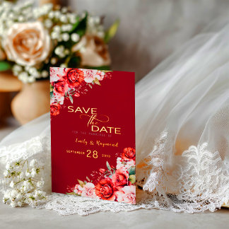 Terracotta Blush Floral Wedding Save The Date Folieneinladung