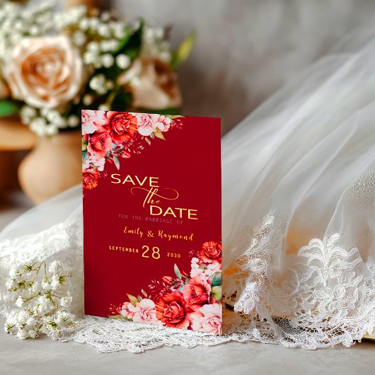 Terracotta Blush Floral Wedding Save The Date Folieneinladung