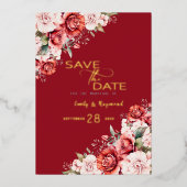 Terracotta Blush Floral Wedding Save The Date Folieneinladung (Vorderseite)