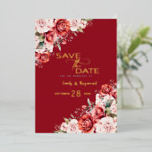 Terracotta Blush Floral Wedding Save The Date Folieneinladung (Stehend vorne)