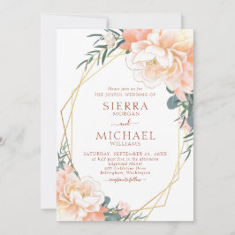 Terracotta Blush Gold Peach Cream Floral Wedding Einladung