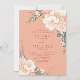 Terracotta Blush Peach Cream Gold Flora Hochzeit Einladung