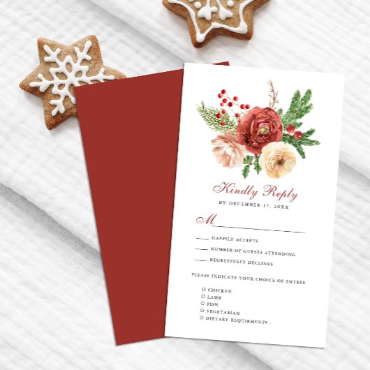 Terracotta Blush Pink Floral Foliage Wedge RSVP Begleitkarte