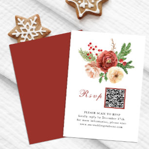 Terracotta Blush Pink Floral Wedding QR Code UAWG Begleitkarte